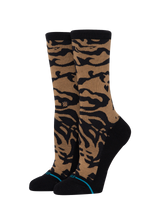 The Stance Womens Animalistic Crew Socks in Black & Brown