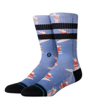 Surfing Santa Crew Socks in Blue