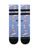 Surfing Santa Crew Socks in Blue