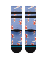 Surfing Santa Crew Socks in Blue