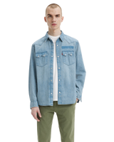 The Levi's® Mens Sawtooth Relaxed Fit Western Shirt in Medium Wash Blue