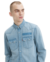 The Levi's® Mens Sawtooth Relaxed Fit Western Shirt in Medium Wash Blue