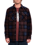 The Volcom Mens Bowered Fleece Overshirt in Merlot