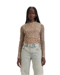 The Levi's® Womens Jewel Mesh Top in Leopard Almond Buff