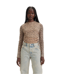 The Levi's® Womens Jewel Mesh Top in Leopard Almond Buff