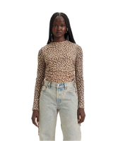 The Levi's® Womens Jewel Mesh Top in Leopard Almond Buff