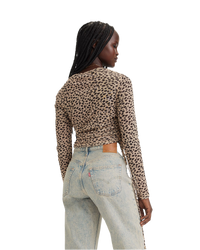 The Levi's® Womens Jewel Mesh Top in Leopard Almond Buff