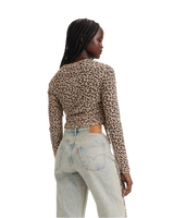 The Levi's® Womens Jewel Mesh Top in Leopard Almond Buff