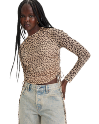 The Levi's® Womens Jewel Mesh Top in Leopard Almond Buff