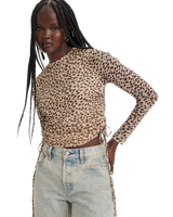 The Levi's® Womens Jewel Mesh Top in Leopard Almond Buff