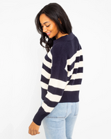 The Levi's® Womens Eve Jumper in Gem Stripe Nightwatch