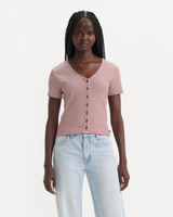 The Levi's® Womens Muse Vanilla Stripe T-Shirt in Sundried Tomato