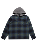 The Billabong Boys Baja Hooded Flannel Shirt in Fern | Available at Anns Cottage