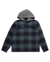 The Billabong Boys Baja Hooded Flannel Shirt in Fern | Available at Anns Cottage