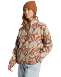 The Billabong Womens Boundary Mock 3 Fleece Jacket in Sandalwood