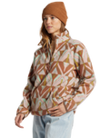 The Billabong Womens Boundary Mock 3 Fleece Jacket in Sandalwood