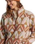 The Billabong Womens Boundary Mock 3 Fleece Jacket in Sandalwood