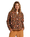 The Billabong Womens Boundary Mock 3 Fleece Jacket in Papaya