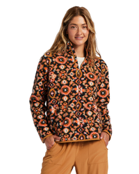 The Billabong Womens Boundary Mock 3 Fleece Jacket in Papaya