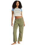 The Billabong Womens Blissed Raglan Cropped T-Shirt in Blue Shadow