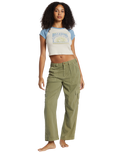 The Billabong Womens Blissed Raglan Cropped T-Shirt in Blue Shadow