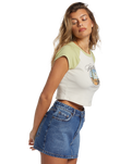 The Billabong Womens Blissed Raglan Cropped T-Shirt in Willow