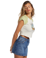 The Billabong Womens Blissed Raglan Cropped T-Shirt in Willow