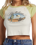 The Billabong Womens Blissed Raglan Cropped T-Shirt in Willow