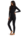 The Billabong Womens Womens Foil 4/3mm Chest Zip Wetsuit in Black