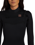 The Billabong Womens Womens Foil 4/3mm Chest Zip Wetsuit in Black