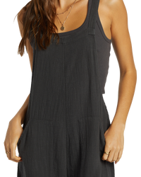 The Billabong Womens Pacific Time Jumpsuit in Black Sands