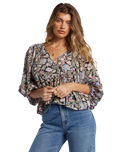 The Billabong Womens Adore You Blouse in Black Sands