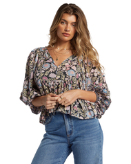 The Billabong Womens Adore You Blouse in Black Sands