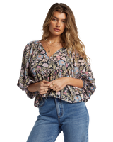 The Billabong Womens Adore You Blouse in Black Sands