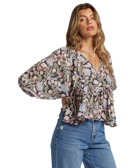 The Billabong Womens Adore You Blouse in Black Sands