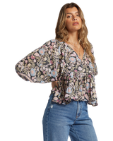 The Billabong Womens Adore You Blouse in Black Sands