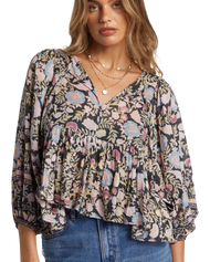 The Billabong Womens Adore You Blouse in Black Sands