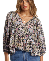 The Billabong Womens Adore You Blouse in Black Sands