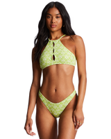 The Billabong Womens Thats Cute High Neck Bikini Top in Sweet Lime