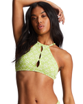 The Billabong Womens Thats Cute High Neck Bikini Top in Sweet Lime