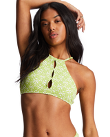 The Billabong Womens Thats Cute High Neck Bikini Top in Sweet Lime