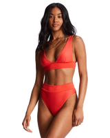 The Billabong Womens Lined Up Remi Plunge Bikini Top in Bright Poppy