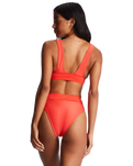 The Billabong Womens Lined Up Remi Plunge Bikini Top in Bright Poppy