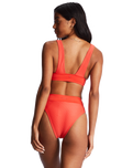 The Billabong Womens Lined Up Remi Plunge Bikini Top in Bright Poppy