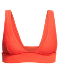 The Billabong Womens Lined Up Remi Plunge Bikini Top in Bright Poppy