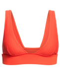 The Billabong Womens Lined Up Remi Plunge Bikini Top in Bright Poppy