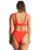 The Billabong Womens Lined Up Remi Plunge Bikini Top in Bright Poppy