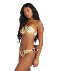 The Billabong Womens Return To Paradise Reversible Bandeau Bikini Top in Multi