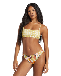 The Billabong Womens Return To Paradise Reversible Bandeau Bikini Top in Multi