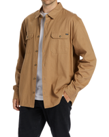 The Billabong Mens Zeledon Solid Flannel Shirt in Gravel